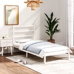 vidaXL Cadre de lit Blanc Bois massif 75x190 cm Petit simple
