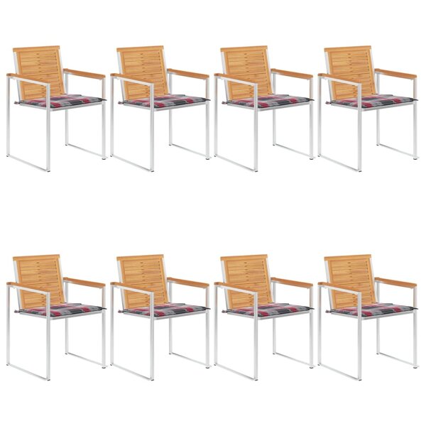 vidaXL Chaises de jardin 8 Pièces avec coussins Bois de teck massif