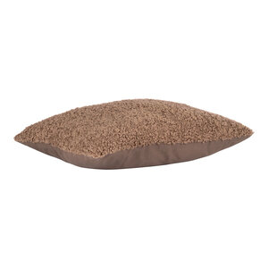 Coussin rectangulaire en polyester bouclé marron 45 x 60 cm