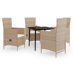 vidaXL Ensemble à manger de jardin avec coussins 5 Pièces Beige