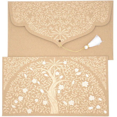 PAPERTREE GAIA Lot de 5 Enveloppes cadeau 19x10cm - Capuccino