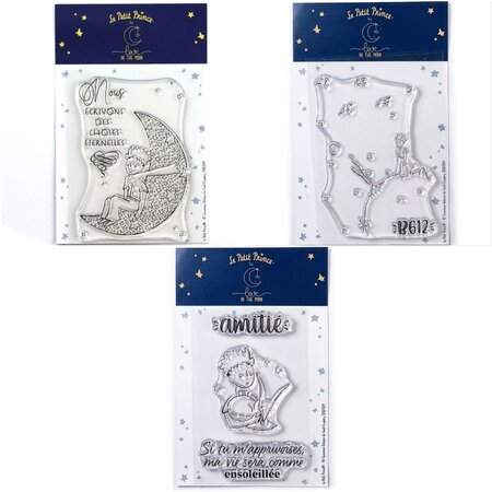 5 Tampons transparents Le Petit Prince et La lune + Astéroïd + Renard