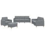 vidaXL Ensemble de canapés 4 Pièces avec coussins Gris clair Tissu