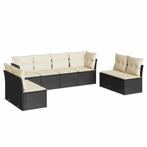 vidaXL Salon de jardin 8 Pièces avec coussins noir résine tressée