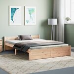 vidaXL Cadre de lit Bois massif 140x190 cm