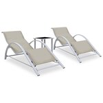 vidaXL Chaises longues 2 Pièces avec table Aluminium Crème