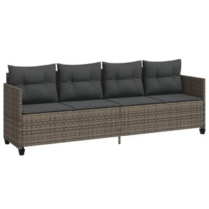 vidaXL Chaise longue avec coussins gris résine tressée