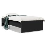 vidaXL Cadre de lit noir 75x190 cm bois d'ingénierie et métal