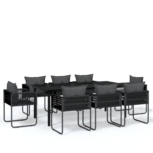 vidaXL Ensemble de salle à manger de jardin 9 Pièces Noir
