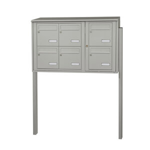 Bloc collectif leabox.com 3x2 grade 3 simple face Extérieur fixation sur pieds à sceller Gris agate RAL 7038 finition brillante