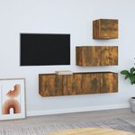 vidaXL Ensemble de meubles TV 4 Pièces Chêne fumé Bois d'ingénierie