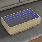vidaXL Table basse avec LED chêne sonoma 90x50x30 cm bois d'ingénierie