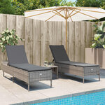 vidaXL Ensemble de chaises longues avec coussins 3 Pièces gris poly rotin