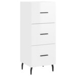 vidaXL Buffet haut Blanc brillant 34 5x34x180 cm Bois d'ingénierie