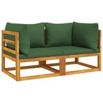 vidaXL Canapés d'angle sectionnels 2 Pièces coussins verts Bois acacia