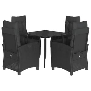 vidaXL Ensemble à manger de jardin coussins 5Pièces Noir Résine tressée