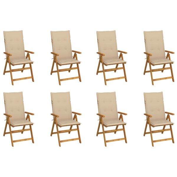 vidaXL Chaises pliables de jardin avec coussins lot de 8 Bois d'acacia
