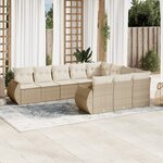 vidaXL Salon de jardin avec coussins 10 Pièces beige résine tressée