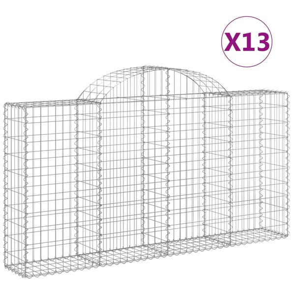 vidaXL Paniers à gabions arqués 13 Pièces 200x30x100/120 cm Fer galvanisé