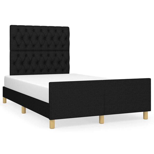 vidaXL Cadre de lit avec tête de lit Noir 120x200 cm Tissu