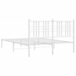 vidaXL Cadre de lit métal avec tête de lit blanc 120x200 cm