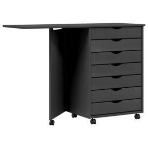 vidaXL Armoire roulante avec bureau MOSS gris bois de pin solide