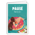 Carte Postale - Mode Pausé - Enveloppe - Mini Posters Format 17x11 5cm - Printemps Vacances Anniversaire Donuts Fruits Piscine Invitation Rétro Vintage - Fabriquée en France