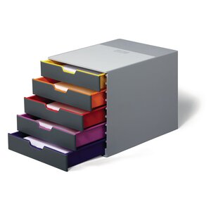 Module de classement Varicolor 5 tiroirs - Gris / liserés multicolores