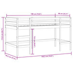 vidaXL Lit mezzanine enfants et rideaux rose 90x190cm bois pin massif