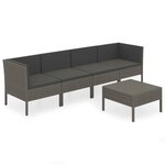 vidaXL Salon de jardin 5 Pièces avec coussins résine tressée gris