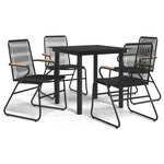 vidaXL Ensemble à manger de jardin 5 Pièces Noir Rotin PVC