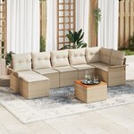 vidaXL Ensemble de canapé jardin 8 pièces avec coussins Beige Poly Rattan Acacia