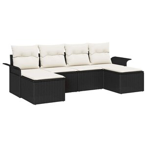 vidaXL Ensemble de canapé de jardin avec stockage 6 Pièces Noir polyrotin