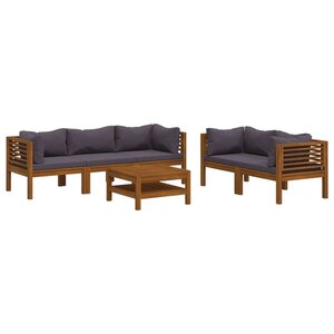 vidaXL Salon de jardin 6 Pièces avec coussin Bois d'acacia solide