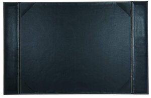 Sous-main 'Elyane' 45x70 cm en polyuréthane et piqûres sellier avec 2 rebords coloris noir SIGN