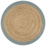 vidaXL Tapis fait à la main Jute avec bord vert olive 150 cm