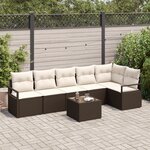 Ensemble de Canapé de Jardin 6 Pièces avec Coussins Gris Poly Rattan