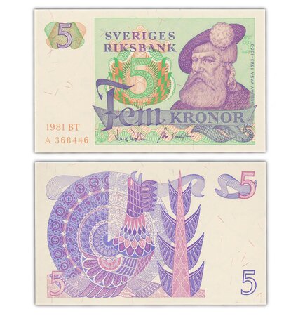 Billet de collection 5 kronor 1981 suède - neuf - p51d