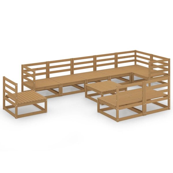 vidaXL Salon de jardin 10 Pièces marron miel bois de pin massif