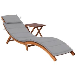 vidaXL Chaise longue de jardin avec table et coussin Bois d'acacia