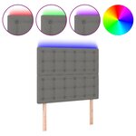 vidaXL Tête de lit à LED Gris foncé 100x5x118/128 cm Tissu