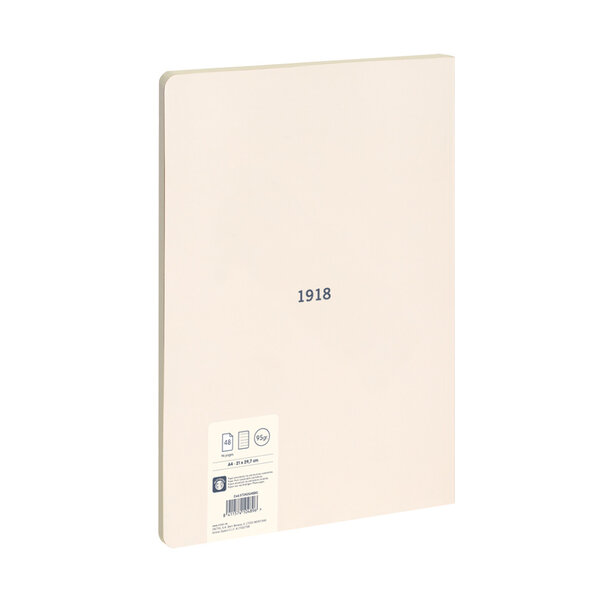 Cahier collé   papier ligné  48 pages A4  série 1918  beige