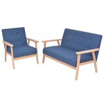 vidaXL Ensemble de canapé 2 Pièces Tissu bleu