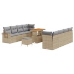 Ensemble de Canapés de Jardin vidaXL 11 Pièces avec Coussins Beige Poly Rattan Acacia