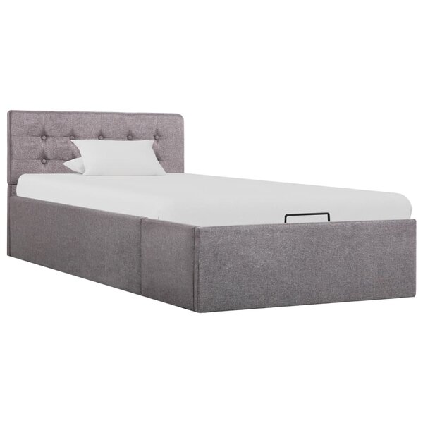 vidaXL Cadre de lit à stockage hydraulique Taupe Tissu 100x200 cm