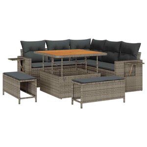 vidaXL Ensemble de canapé de jardin avec coussin 8 Pièces Gris polyrotin