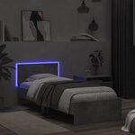 vidaXL Cadre de lit tête de lit et lumières LED gris béton 75x190 cm