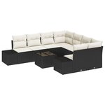 vidaXL Ensemble de canapé de jardin 9 pièces avec coussins noir poly rattan