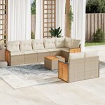 vidaXL Salon de jardin avec coussins 9 Pièces beige résine tressée