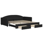 vidaXL Lit de jour avec gigogne et tiroirs noir 100x200 cm tissu